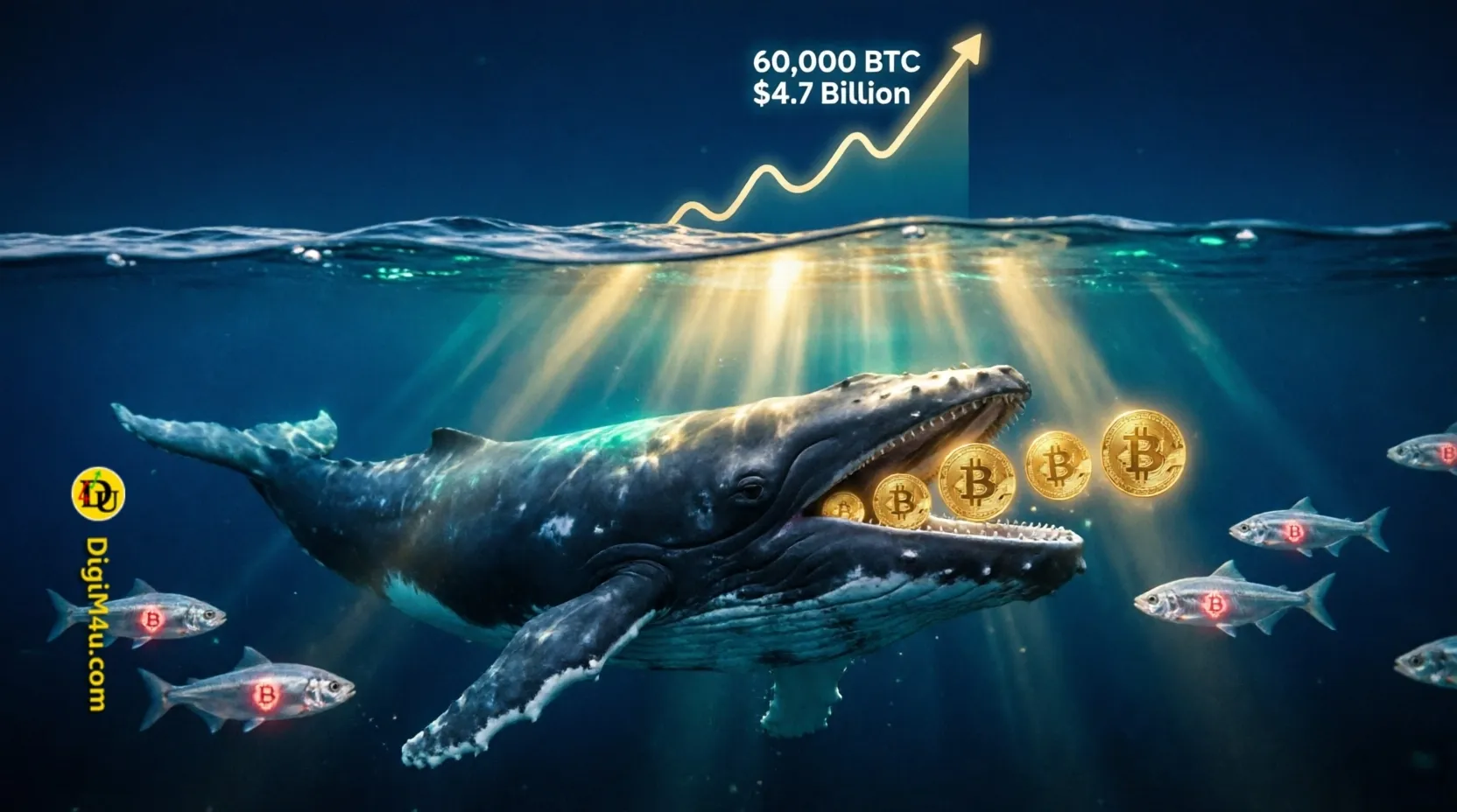 🐋 خرید چراغخاموش ۶۰,۰۰۰ بیتکوین توسط نهنگها؛ انتقال عظیم ثروت از دستهای ضعیف به قوی