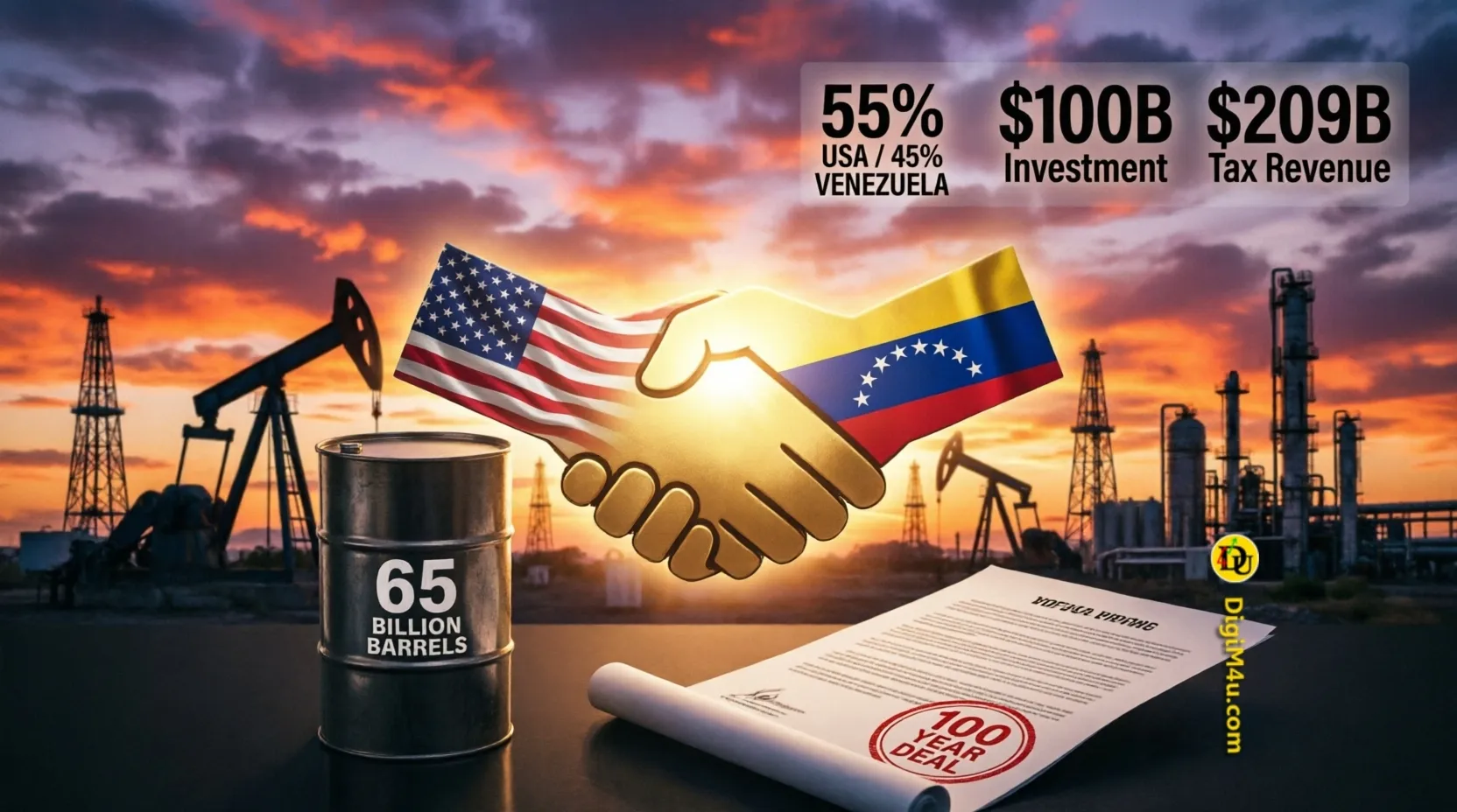 🇺🇸🇻🇪 توافق تاریخی نفتی آمریکا و ونزوئلا؛ کنترل ۶۵ میلیارد بشکه نفت به مدت ۱۰۰ سال