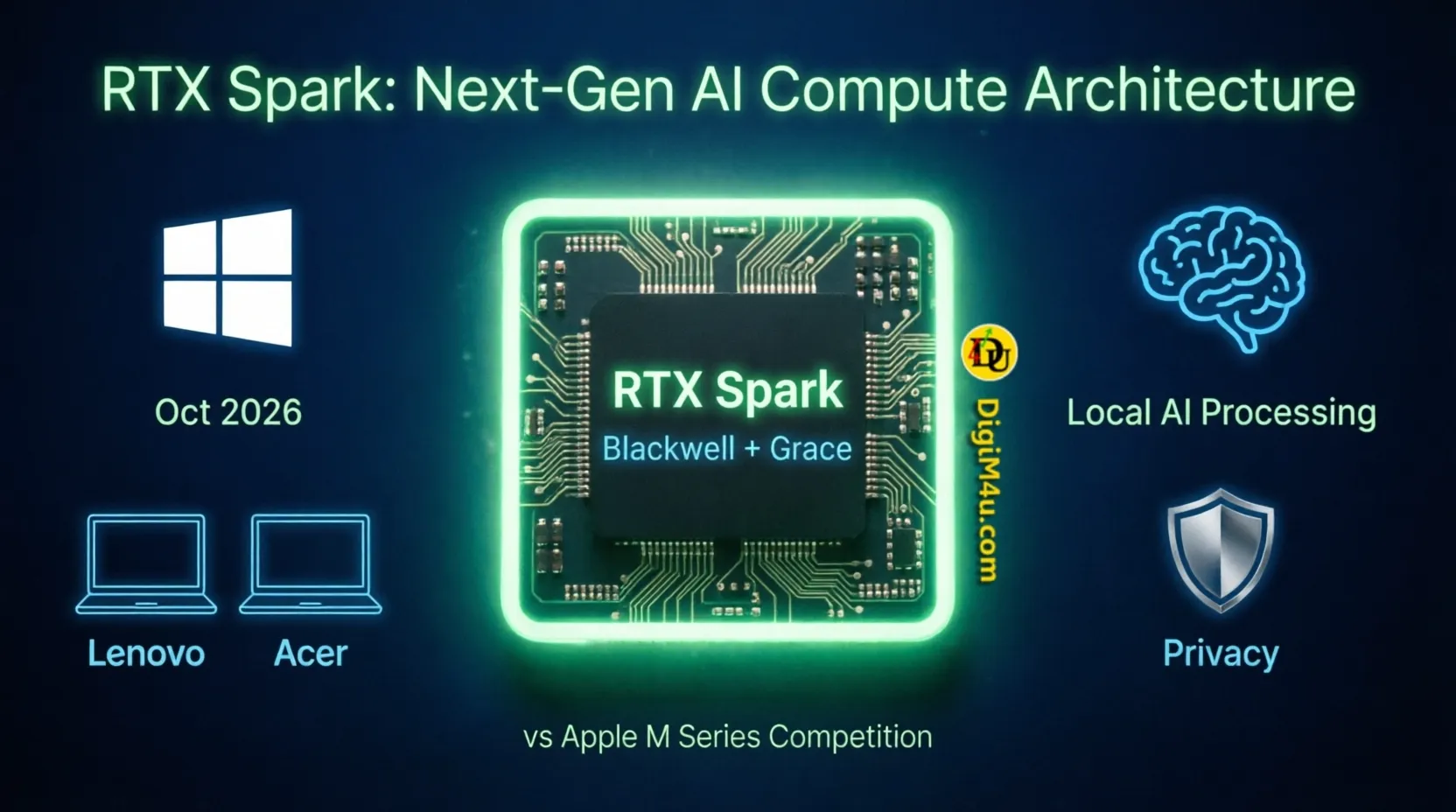 💻 انقلاب پردازش محلی؛ اولین کامپیوترهای ویندوزی با تراشه AI انویدیا (RTX Spark) در راه‌اند