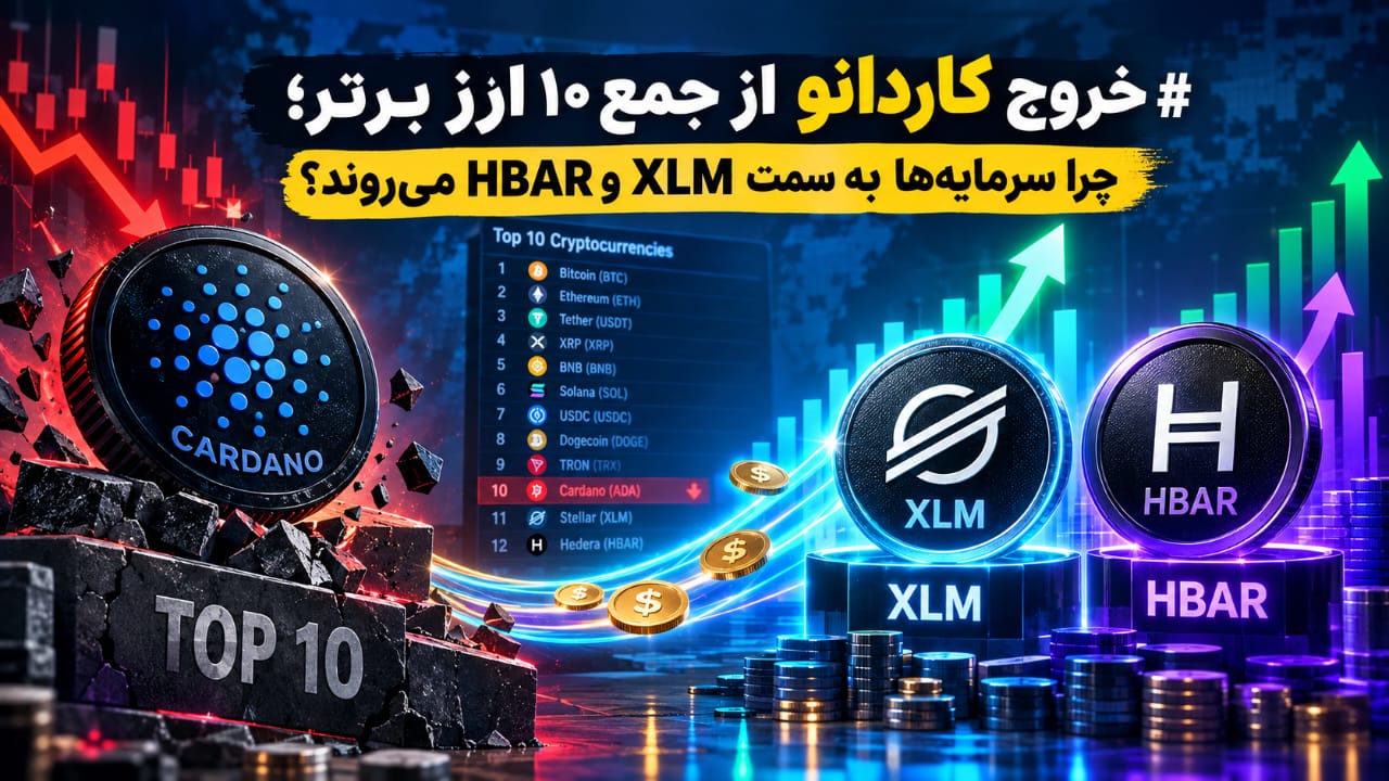 🔸 خروج کاردانو از جمع ۱۰ ارز برتر؛ چرا سرمایه‌ها به سمت XLM و HBAR می‌روند؟