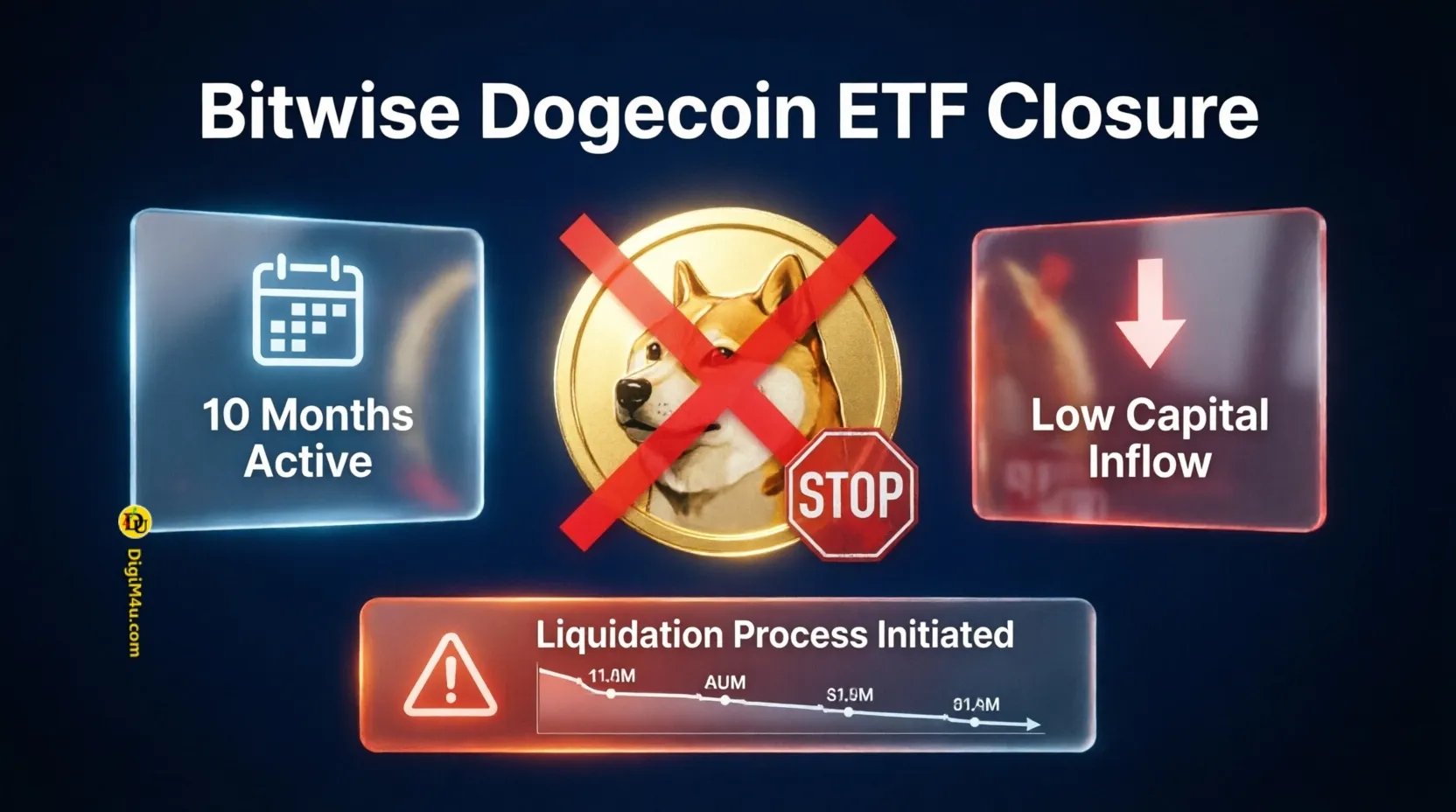 🚨 تعطیلی صندوق ETF دوجکوین (DOGE) توسط بیتوایز به دلیل جذب ضعیف سرمایه
