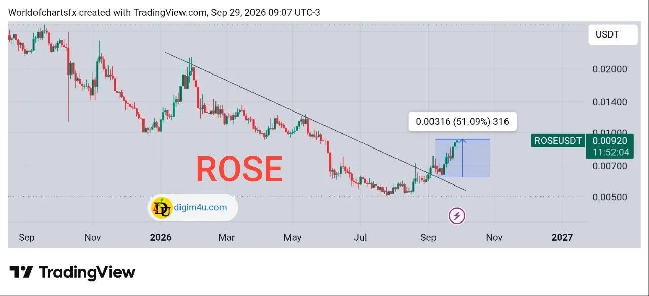 تحلیل تکنیکال و فاندامنتال ROSE - شکست خط روند نزولی و پتانسیل رشد در ترند هوش مصنوعی