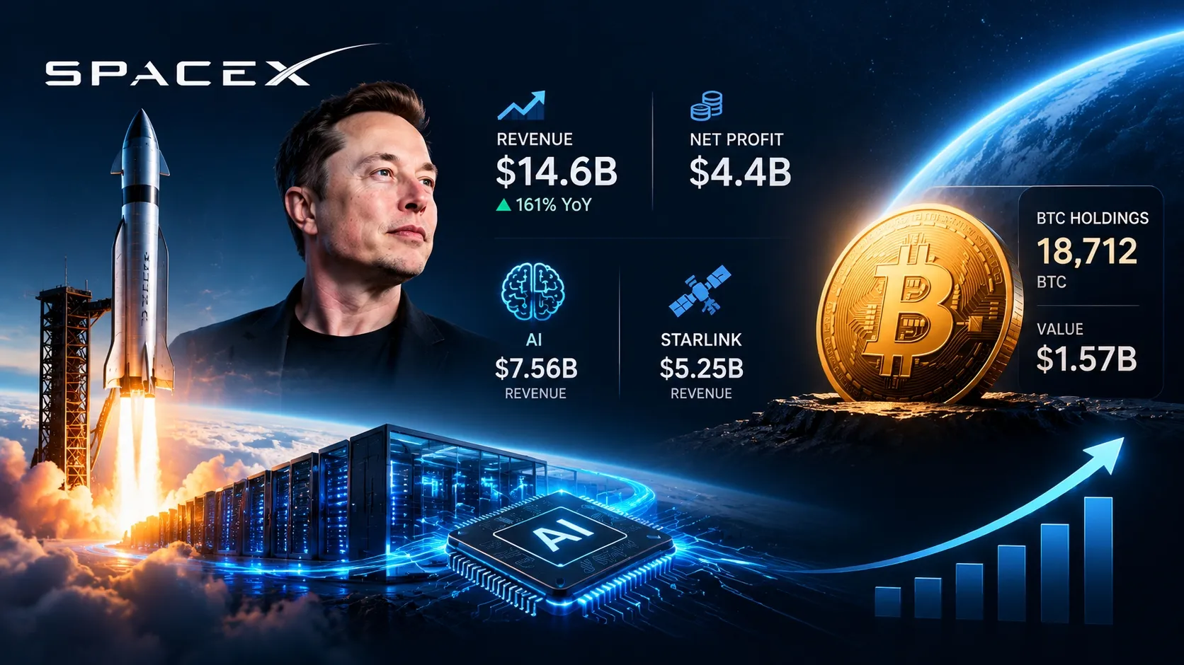 🟢 درآمد انفجاری اسپیس‌ایکس و حفظ ذخایر بیت‌کوین