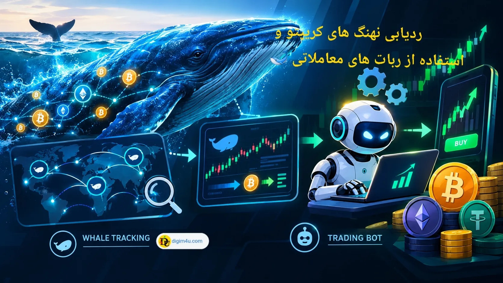 ردیابی نهنگ های کریپتو و استفاده از ربات های معاملاتی 🐋