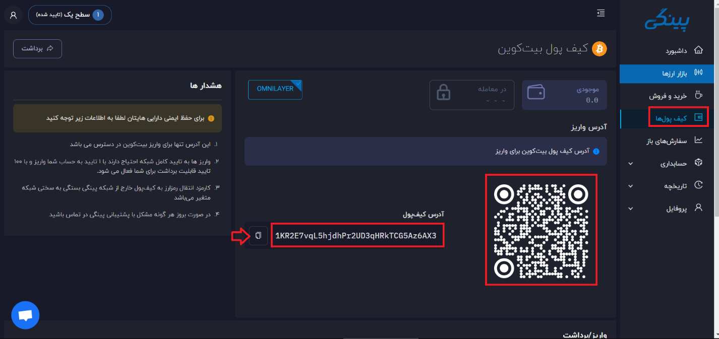 واریز رمزارز در پینگی